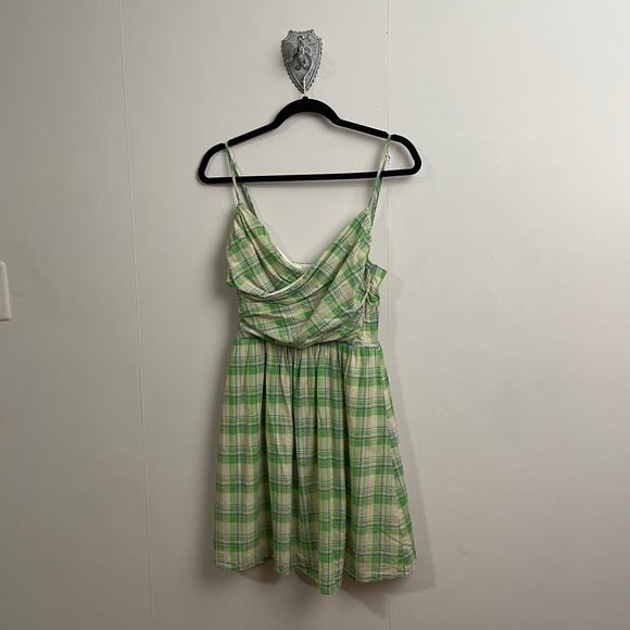 Frederick's of Hollywood Dresses & Skirts - Y2K Vintage Fredericks of Hollywood S/M plaid mini dress cotton USA green white